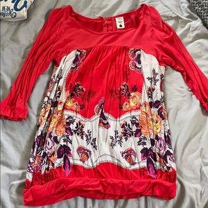 Free People half sleeve red top